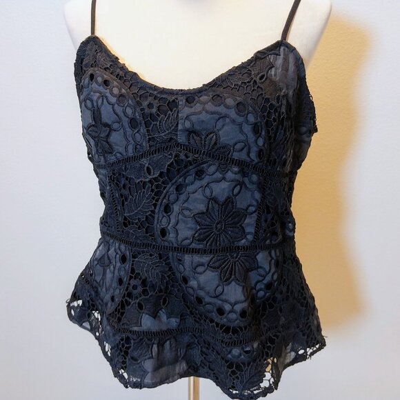 Skies Are Blue Tops - NWT SKIES ARE BLUE SIZE L LACE OVERLAY SPAGHETTI STRAP PEPLUM TOP